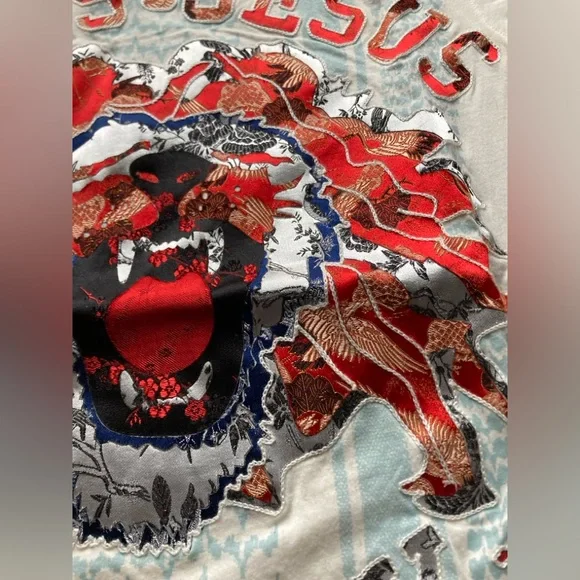 Vintage Elvis Jesus Country 04 Rare Iron Lion Zion Mens Medium Ivory Tshirt - Picture 4 of 14